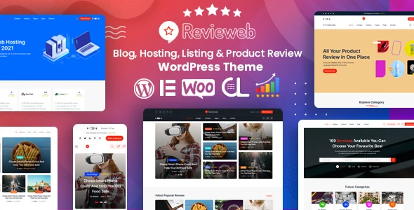 Revieweb - Review WordPress Theme WordPress theme homepage layout for a guest rating magazine website