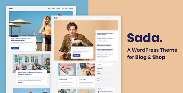 Sada - A WordPress Theme For Blog & Shop WordPress theme homepage layout for a blog magazine website