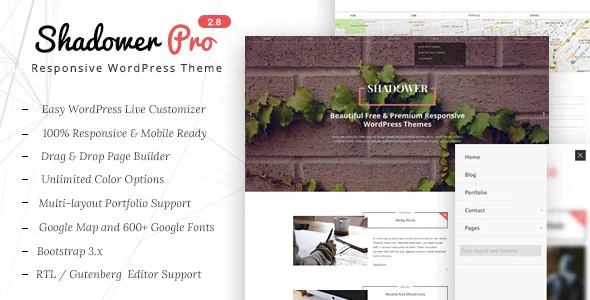 Shadower Pro - A Responsive WordPress Theme for Bloggers WordPress theme homepage layout for a blog magazine website