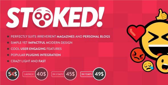 Stoked! - Irreverent Viral Magazine and Personal Blog WordPress Theme WordPress theme homepage layout for a 9gag magazine website