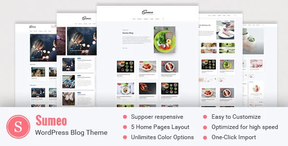 Sumeo - Blog WordPress Themes WordPress theme homepage layout for a affiliate magazine website