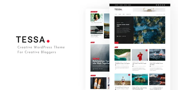 Tessa - Modern Theme for Blogs & Magazines WordPress theme homepage layout for a blog magazine website