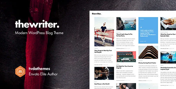 The Writer - Modern WordPress Blog Theme WordPress theme homepage layout for a blog magazine website