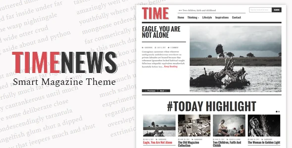TimeNews - Publisher, Magazine, Newspaper Theme WordPress theme homepage layout for a blog magazine website