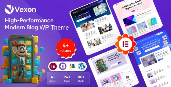 Vexon - Modern Blog & Magazine News WordPress Theme WordPress theme homepage layout for a article magazine website