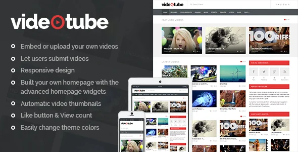 VideoTube - Responsive Video WordPress Theme WordPress theme homepage layout for a clip theme magazine website