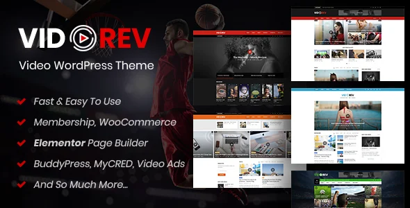 VidoRev - Video WordPress Theme WordPress theme homepage layout for a channel magazine website