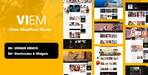 Viem - Video WordPress Theme WordPress theme homepage layout for a 360 videos magazine website