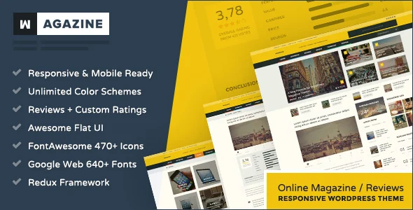 Wagazine - Magazine & Reviews Responsive WordPress Theme WordPress theme homepage layout for a blog magazine website
