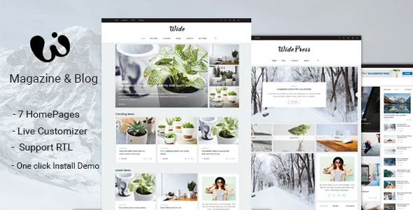 Wide - Magazine & Blog WordPress Themes WordPress theme homepage layout for a affiliate magazine website