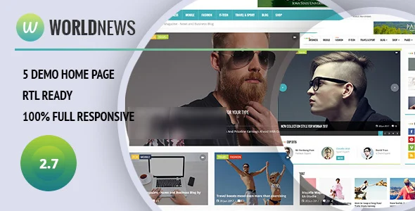 WorldNews - Magazine  RTL Responsive WordPress WordPress theme homepage layout for a auto parts magazine website