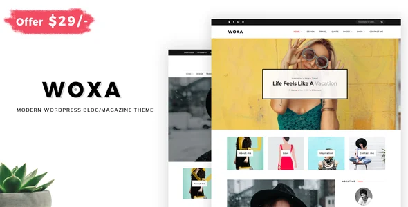 Woxa - Responsive WordPress Theme for Blogs/Mini-Magazines WordPress theme homepage layout for a blog magazine website