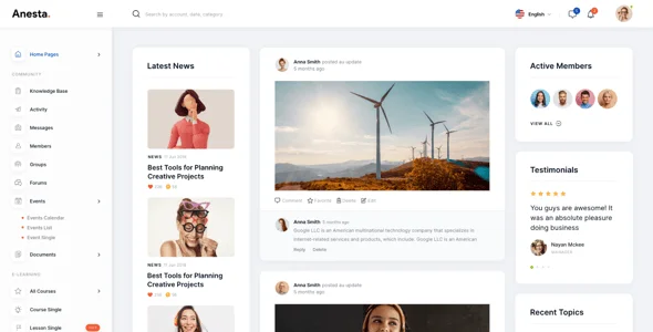 Anesta - Intranet, Extranet, Community and BuddyPress WordPress Theme + Courses — case study or portfolio page