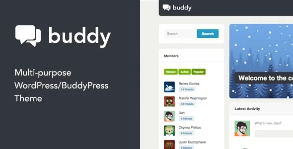 Buddy: Simple WordPress & BuddyPress Theme — homepage layout