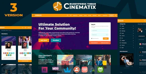 Cinematix - BuddyPress Nouveau Membership Theme — homepage layout