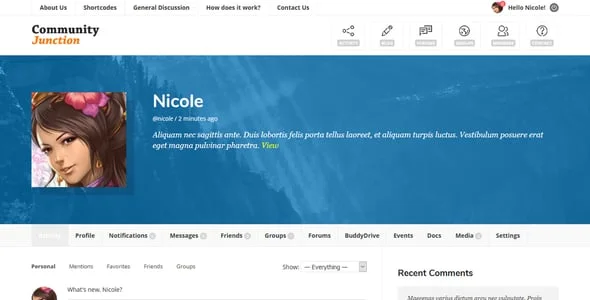 CommunityJunction - BuddyPress Membership Theme — interior page design