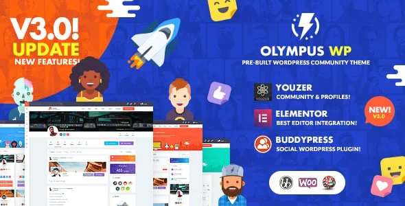 Olympus - Social Networking WordPress Theme — homepage layout