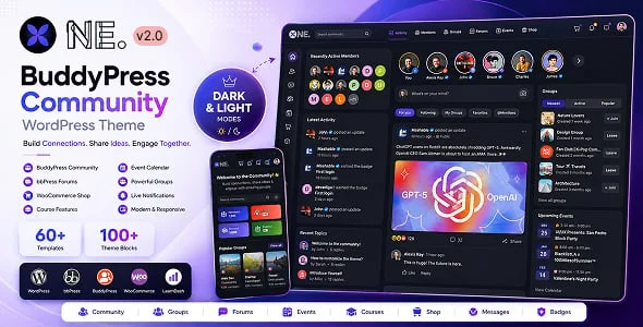 One – BuddyPress Theme for Membership & Community Sites — homepage layout