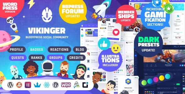 Vikinger - BuddyPress and GamiPress Social Community - WordPress Theme — homepage layout