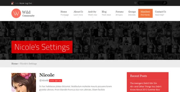 WildCommunity - BuddyPress Community Theme — content section layout