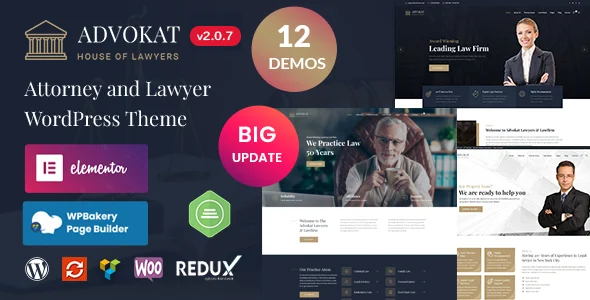 Advokat - Lawyer & Attorney WordPress Theme WordPress theme homepage layout for a attorney corporate website