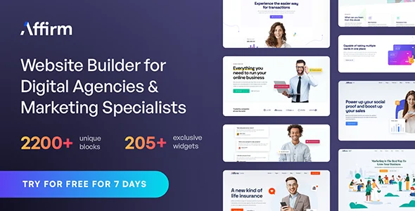 Affirm - Marketing & Digital Agency WordPress Theme WordPress theme homepage layout for a agency corporate website