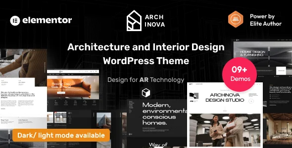 Archinova - Architecture & Interior Design WordPress Theme WordPress theme homepage layout for a ar corporate website