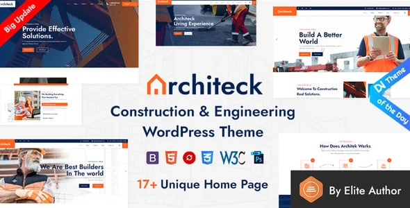 Architeck - Construction WordPress Theme WordPress theme homepage layout for a architect corporate website