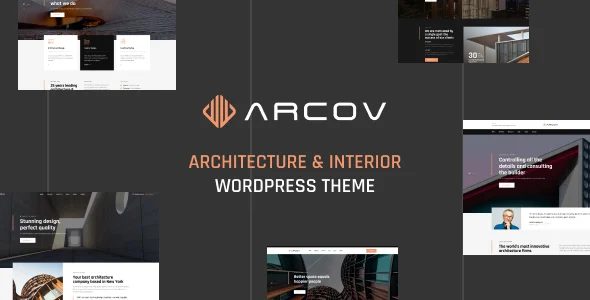 Arcov - Architecture Interior WordPress Theme WordPress theme homepage layout for a architecture corporate website