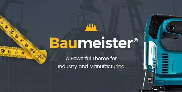 Baumeister - WordPress Theme for Industry and Manufacturing WordPress theme homepage layout for a facility corporate website