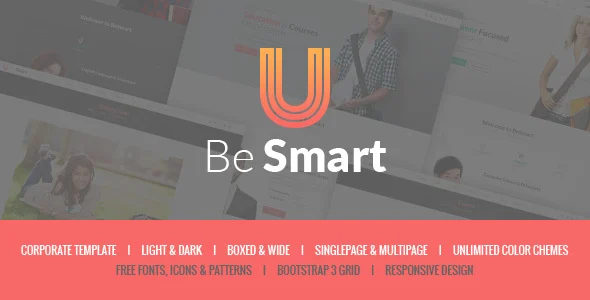 BeSmart - Education & Courses WordPress Theme WordPress theme homepage layout for a academics corporate website