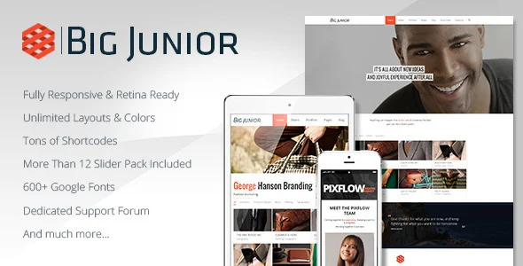 Big Junior - Multi-Purpose Responsive Theme WordPress theme homepage layout for a blog corporate website