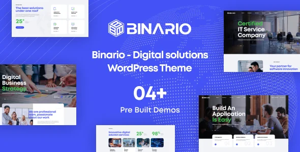 Binario - Digital Solutions WordPress Theme WordPress theme homepage layout for a agency corporate website