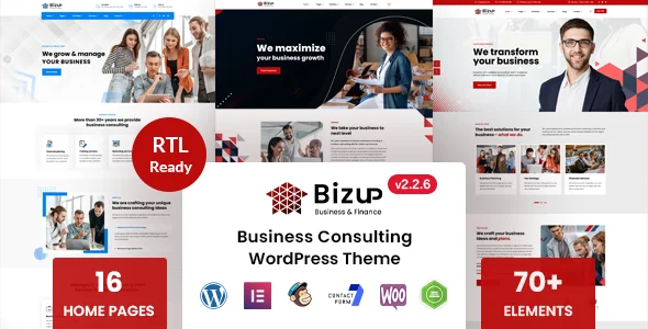 Bizup - Business Consulting WordPress Theme WordPress theme homepage layout for a accountant corporate website