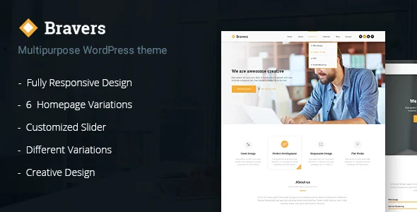 Bravers - Responsive Multiple Purpose WordPress Theme WordPress theme homepage layout for a agency corporate website