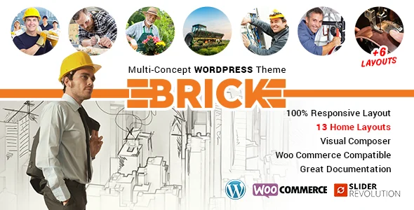 Brick – Multi Concept WordPress Theme WordPress theme homepage layout for a agency corporate website