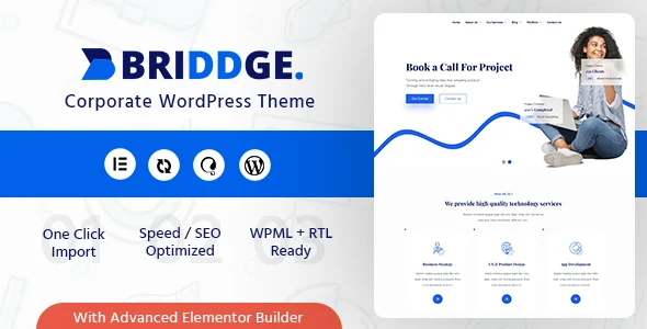 Briddge - Corporate WordPress Theme WordPress theme homepage layout for a blog corporate website