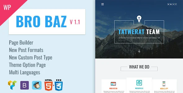 BroBaz - Corporate & Blog WordPress Theme WordPress theme homepage layout for a blog corporate website