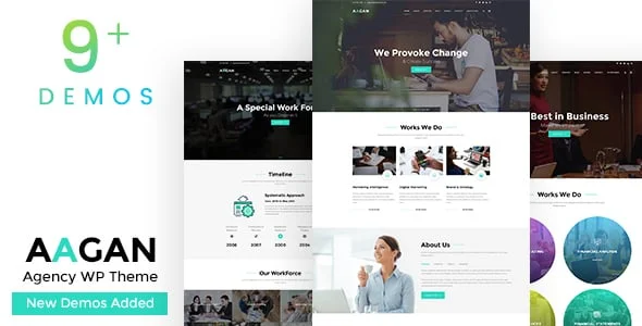 Aagan - Agency Startup WordPress Theme — homepage layout