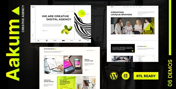 Aakum - Creative Agency WordPress — homepage layout