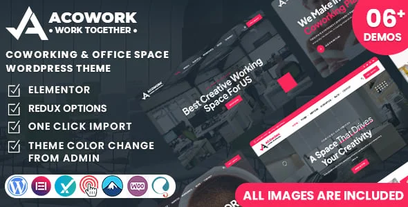 Acowork - Coworking & Office Space WordPress Theme — homepage layout