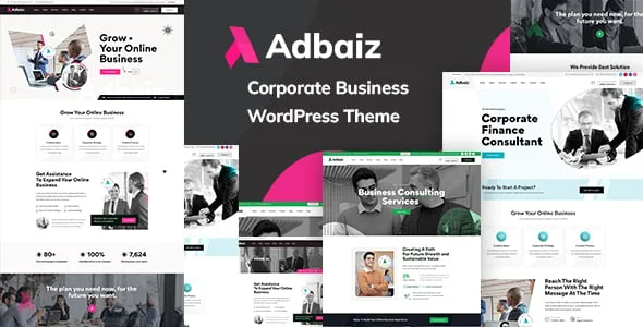 Adbaiz - Corporate Business WordPress Theme — homepage layout