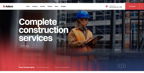 Adeco - Construction WordPress Theme — blog and article listing