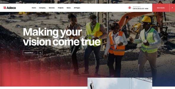 Adeco - Construction WordPress Theme — interior page design