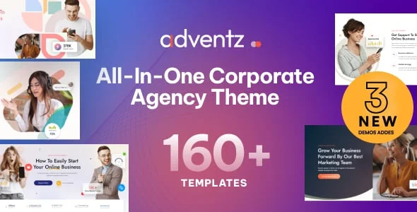 Adventz - Corporate Business WordPress Theme — homepage layout