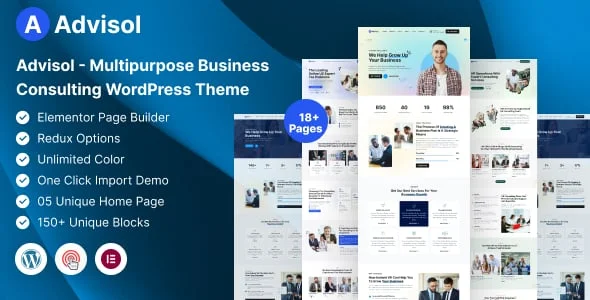 Advisol - Business Consulting WordPress Theme — homepage layout