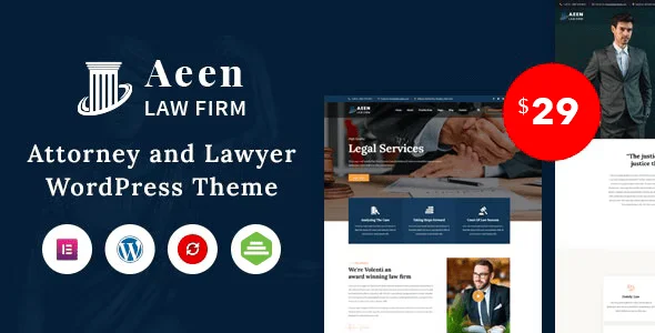 Aeen - Attorney and Lawyer WordPress Theme — homepage layout