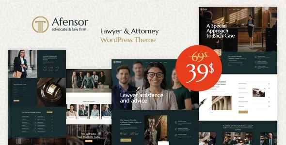 Afensor - Law Firm and Attorney WordPress Theme — homepage layout