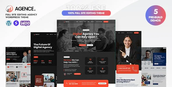 Agence - Digital Agency Full Site Editing WordPress Block Theme — homepage layout