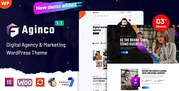 Aginco - Digital Agency WordPress Theme — homepage layout
